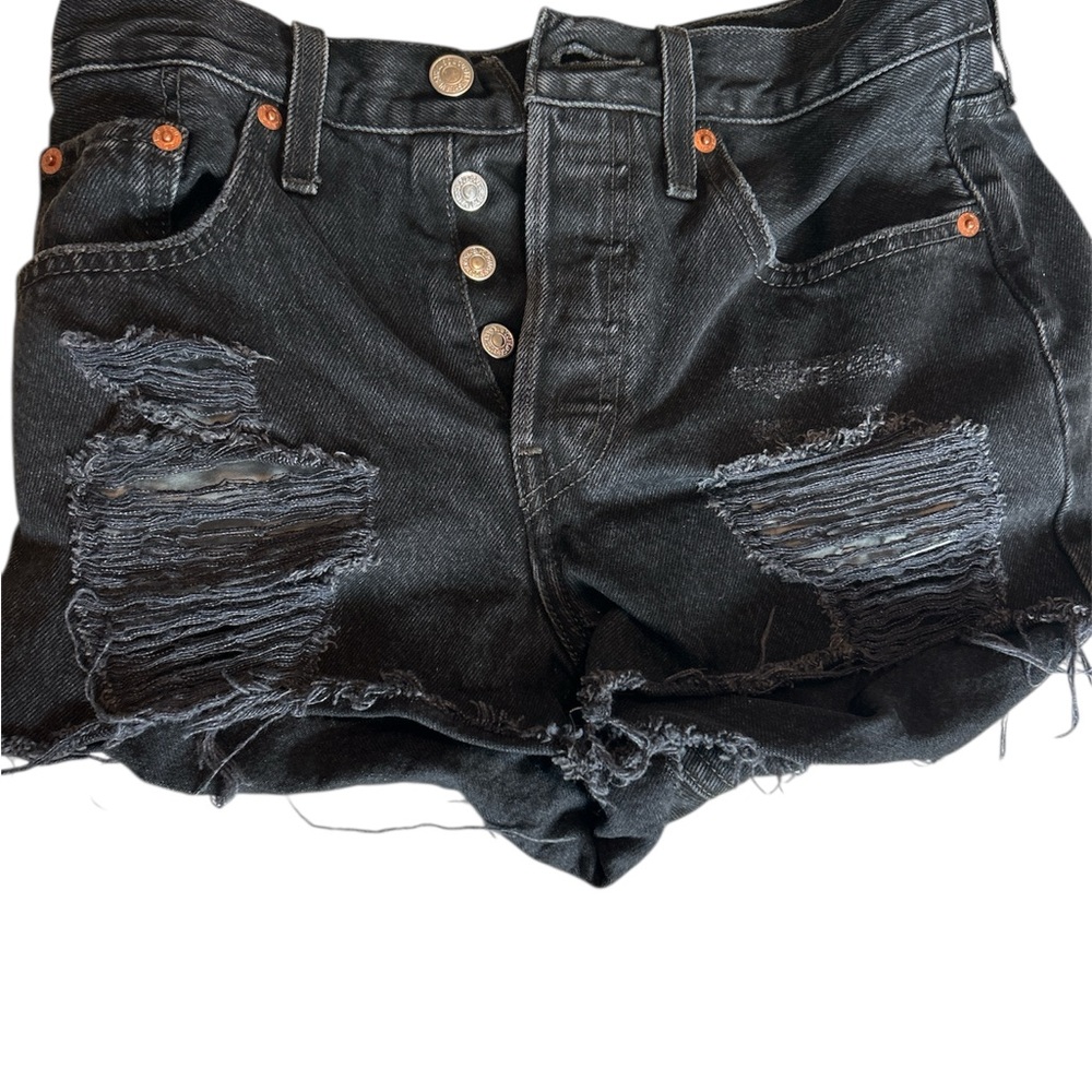 Levi's Black Distressed Jean Shorts High-Waisted